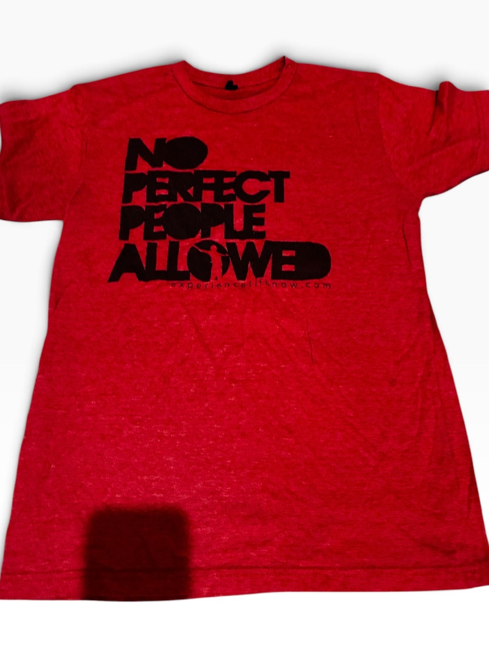 Heathered Red Women's Graphic Tee - "No Perfect People Allowed" Size Small